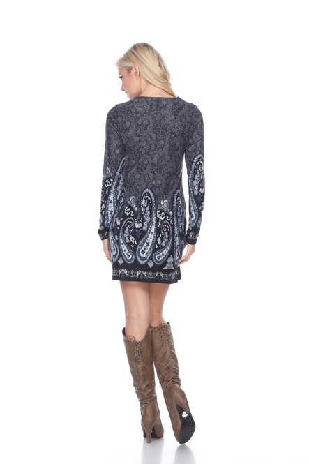 Women's Paisley Embroidered Sweater Dress