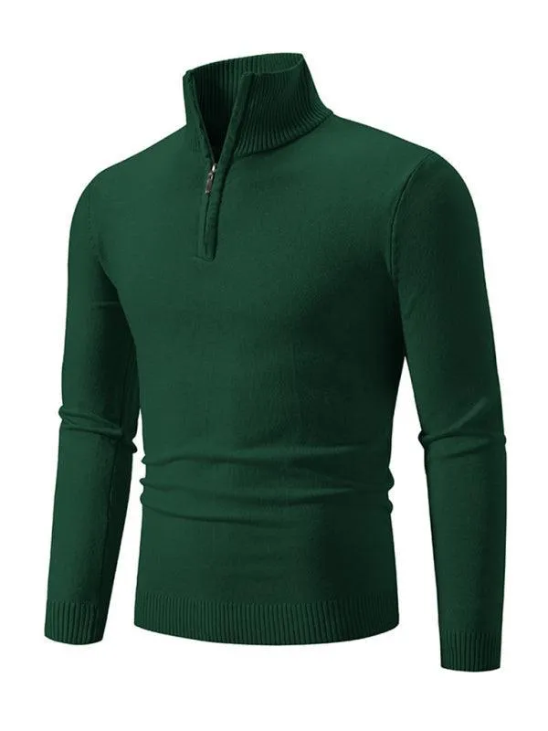 Zipper Turtleneck Men Pullover Sweater