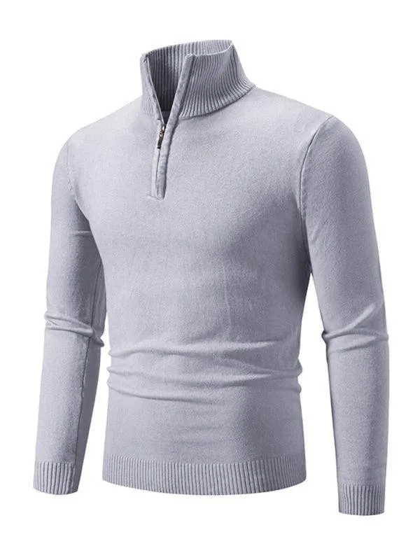 Zipper Turtleneck Men Pullover Sweater