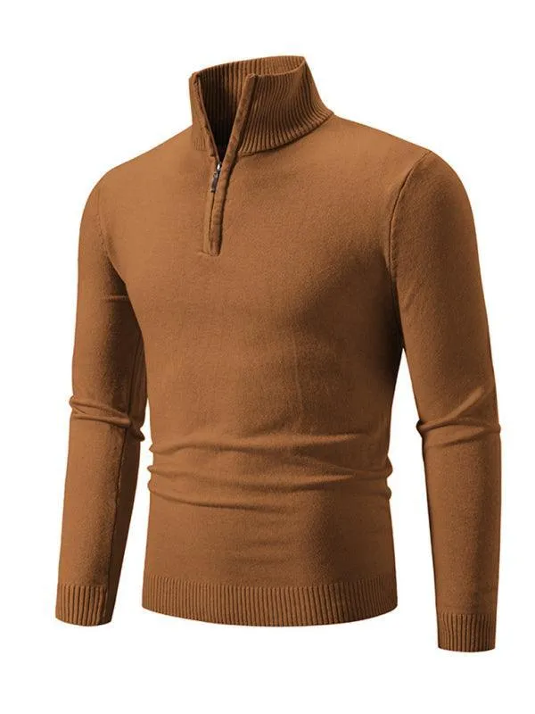 Zipper Turtleneck Men Pullover Sweater